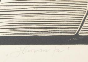 Báli Péter (1955-): Három fa, 1990. Linómetszet, papír, jelzett, 29,5×19,5 cm