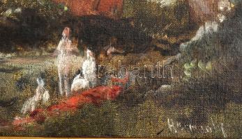 Hermann Lipót (1884-1972): Fürdőző aktok. Olaj, vászon. Jelzett. Dekoratív fakeretben / Bathing nude...