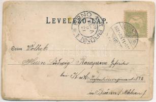 1905 Besztercebánya, Banská Bystrica; látkép télen. Lechnitzky Otto kiadása. Szecessziós fémes hatás...