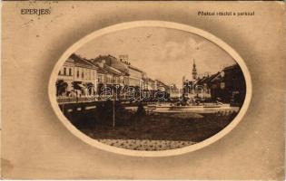 1914 Eperjes, Presov; Fő utcai részlet a parkkal. Divald Károly Fia kiadása / main street, park (EB)