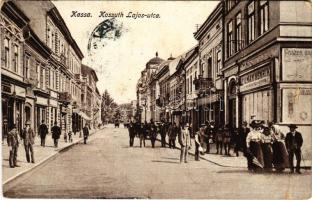 1916 Kassa, Kosice; Kossuth Lajos utca, üzletek / street view, shops (fa)