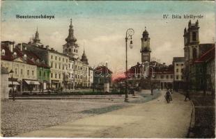 Besztercebánya, Banská Bystrica; IV. Béla király tér, üzletek, városháza. Vasúti levelezőlapárusítás 1026. / square, shops, town hall (EK)