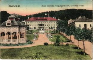 1914 Bártfa, Bártfafürdő, Bardejovské Kúpele, Bardiov, Bardejov; Deák szálloda, vízgyógyintézet, Erzsébet-forrás. Horovitz kiadása / spa, hotel, spring source (EB)