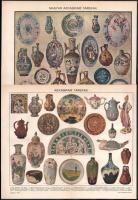 cca 1930 Magyar és külföldi agyagipari tárgyak és jelzéseik, 2 db kétoldalas melléklet a Révai Kereskedelmi Lexikonából, 29x24,5 cm
