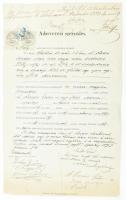 1873 Kalocsa, örökségi adásvételi szerződés, 2x25kr okmánybélyeggel, kis szakadással