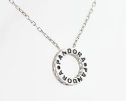 Ezüst(Ag) nyaklánc, Pandora jelzéssel, állítható h: max. 42 cm, bruttó: 3,7 g