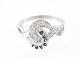 Ezüst(Ag) ékszerszett Bulgari jelzéssel, fülbevalópár, medál, gyűrű, bruttó: 11,3 g