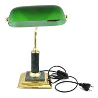 Banklámpa, asztali lámpa, üveg búrával, modern, m: 36 cm