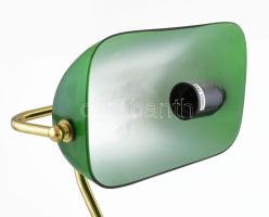 Banklámpa, asztali lámpa, üveg búrával, modern, m: 36 cm