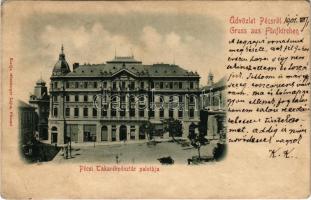 1901 Pécs, Fünfkirchen; Takarékpénztár palota. Günsberger Lajos kiadása (r)