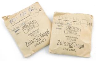 Carl Zeiss Tangal régi bifokális szemüveg lencse, 2 db, eredeti Zeiss logós papírtasakban