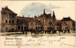 1902 Pécs, Indóház, vasútállomás. Blancz József kiadása