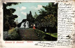 1906 Bácsalmás, Almás; Kálvária. Ifj. Fiedler József kiadása, Art Nouveau (kopott sarkak / worn corners)