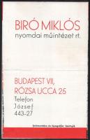 cca 1930 Biró Miklós Nyomdai Műintézet Rt. kihajtható, képes reklámlapja, középen hajtásnyommal, kihajtva: 35,5x18,5 cm