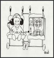 Klimó Attila (?) Elektronika 3 db karikatúra. Tus, papír. 11x12 cm-ig