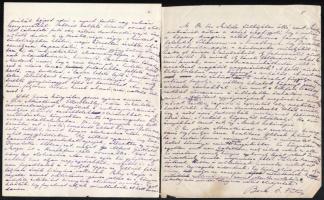 Beck Ö. Fülöp (1873-1945) autográf cikk kézirata Ybl Ervin könyvéről. 5 beírt oldal