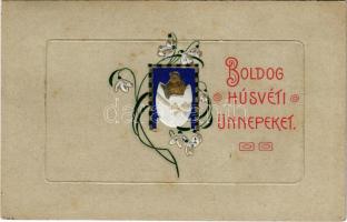 1907 Boldog húsvéti ünnepeket! Dombornyomott szecessziós üdvözlet / Easter greeting, Art Nouveau embossed. Erika Nr. (fl)