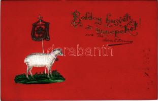 1902 Boldog húsvéti ünnepeket! Dombornyomott üdvözlet / Easter greeting, embossed (fl)