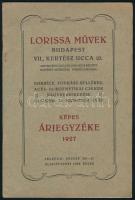 1927 Lorissa Művek (Bp. VII., Kertész u. 23.) borbély, fodrász-kellékek, acél- és kozmetikai cikkek, nagykereskedése, illatszer- és kozmetikai gyár képes árjegyzéke, 26 p.