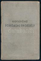 1966 Gépjárómű forgalmi engedély, Simson motorkerékpár 49,8 cm3, pilisvörösvári hentes és mészáros részére, 1970. évi vizsgálóbizottsági bélyegzővel, kissé kopott vászonkötésben