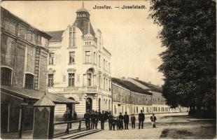 1917 Josefov, Josefstadt (Jaromer, Jermer); street view, K.u.K. soldiers, shop of B. Krupka (EK)