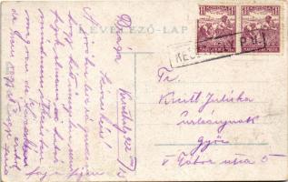 1922 Balatonon, Vitorlás + "KESZTHELY P.U." pályaudvari pecsét (kopott sarkak / worn corne...