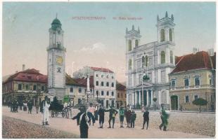 Besztercebánya, Banská Bystrica; IV. Béla király tér, Schäffer József, Ehrenwald Gyula üzlete / square, shops (EK)