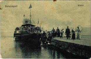 Balaton, kikötő, gőzhajó. Mérei Ignácz kiadása (fl)