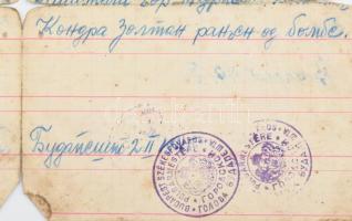 1945.II.2 Engedély két nő és egy férfi részére Budapestről Túrkevére való hazatéréshez, a férfi bomb...