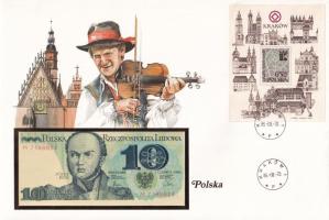 Lengyelország 1982. 10Zl felbélyegzett borítékban, bélyegzéssel T:UNC Poland 1982. 10 Zlotych in envelope with stamp and cancellation C:UNC