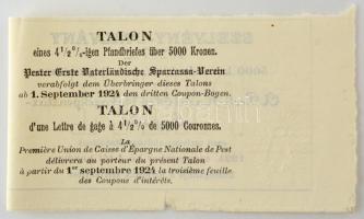 Budapest 1916. "Pesti Hazai Első Takarékpénztár-Egyesület" 4 1/2% Záloglevél 5000K-ról, 1d...