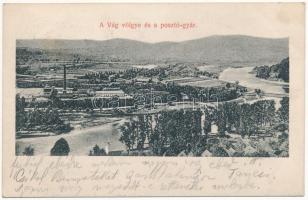 1912 Zsolna, Sillein, Zilina; Vág völgye és Posztógyár. Lövy Fülöp kiadása / , Váh river valley, cloth factory + Oderberg-Budapest 22. vasúti mozgóposta