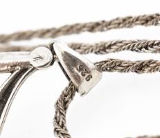 Ezüst(Ag) csavart nyaklánc borostyános medállal, jelzett, h: 48 cm, bruttó: 12,5 g