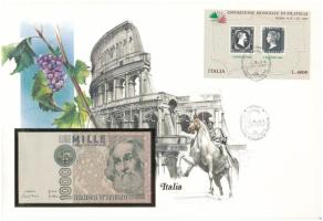 Olaszország 1982. 1000L felbélyegzett borítékban, bélyegzéssel T:UNC Italy 1982. 1000 Lire in envelope with stamp and cancellation C:UNC