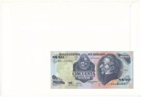 Uruguay 1989. 50P borítékban, alkalmi bélyeggel és bélyegzéssel T:UNC
Uruguay 1989. 50 Pesos in env...