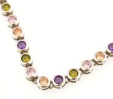 Ezüst(Ag) karkötő színes kövekkel, jelzett, h: 24 cm, bruttó. 9 g