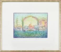 Gross Arnold (1929-2015): Tordai kert II. Rézkarc, papír, jelzett, próbanyomat próba jelzéssel, laps...