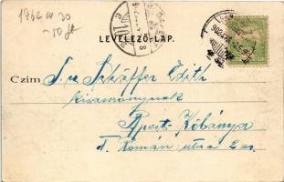 1902 Monor, Kossuth tér a két templommal, Surányi Sámuel üzlete