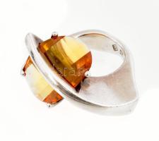 Ezüst(Ag) extravagáns gyűrű citrinnel, jelzett, méret: 55, bruttó: 19,1 g
