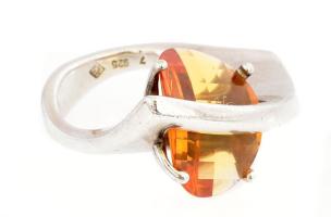 Ezüst(Ag) extravagáns gyűrű citrinnel, jelzett, méret: 55, bruttó: 19,1 g