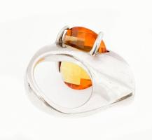 Ezüst(Ag) extravagáns gyűrű citrinnel, jelzett, méret: 55, bruttó: 19,1 g
