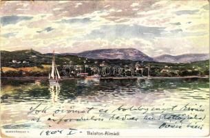 1904 Balatonalmádi, balatoni látkép vitorlással. Kiadja Hornyánszky V. (Rb)