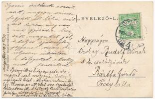 1913 Budapest XVI. Mátyásföld alsó, HÉV vasútállomás, vonat. Varga Sándor kiadása (fl)