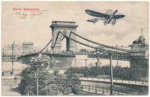 1910 Budapest, Lánchíd Bleriot repülőgépével
