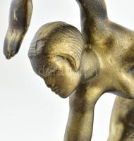 Kerényi Jenő: Art Deco táncos figura. Öntött, festett fém, jelzés nélkül, m: 26 cm