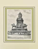cca 1900 Mária Terézia szobra Bécsben. Rotációs fametszet, papír, jelzés nélkül, modern paszpartuban...