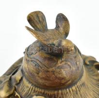 Antik kalamáris, réz, madár díszítménnyel, jelzés nélkül, h: 23,5 cm