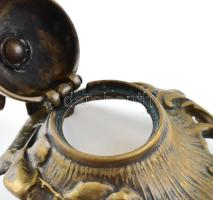 Antik kalamáris, réz, madár díszítménnyel, jelzés nélkül, h: 23,5 cm