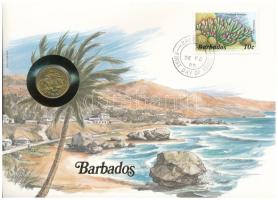 Barbados 1982. 5c felbélyegzett borítékban, bélyegzéssel, német nyelvű leírással T:UNC Barbados 1982. 5 Cents in envelope with stamp and cancellation, with German description C:UNC