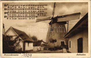 1939 Kiskundorozsma (Szeged), szélmalom. Kottás zenés lap / windmill (EK)
